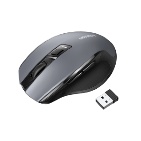 UGREEN Maus kabellos mit Ergonomisches Design, 4000 DPI, 2.4GHz Verbindung und 18 Monate Akkulaufzeit, USB kabellose Maus PC kompatibel(Schwarz)
