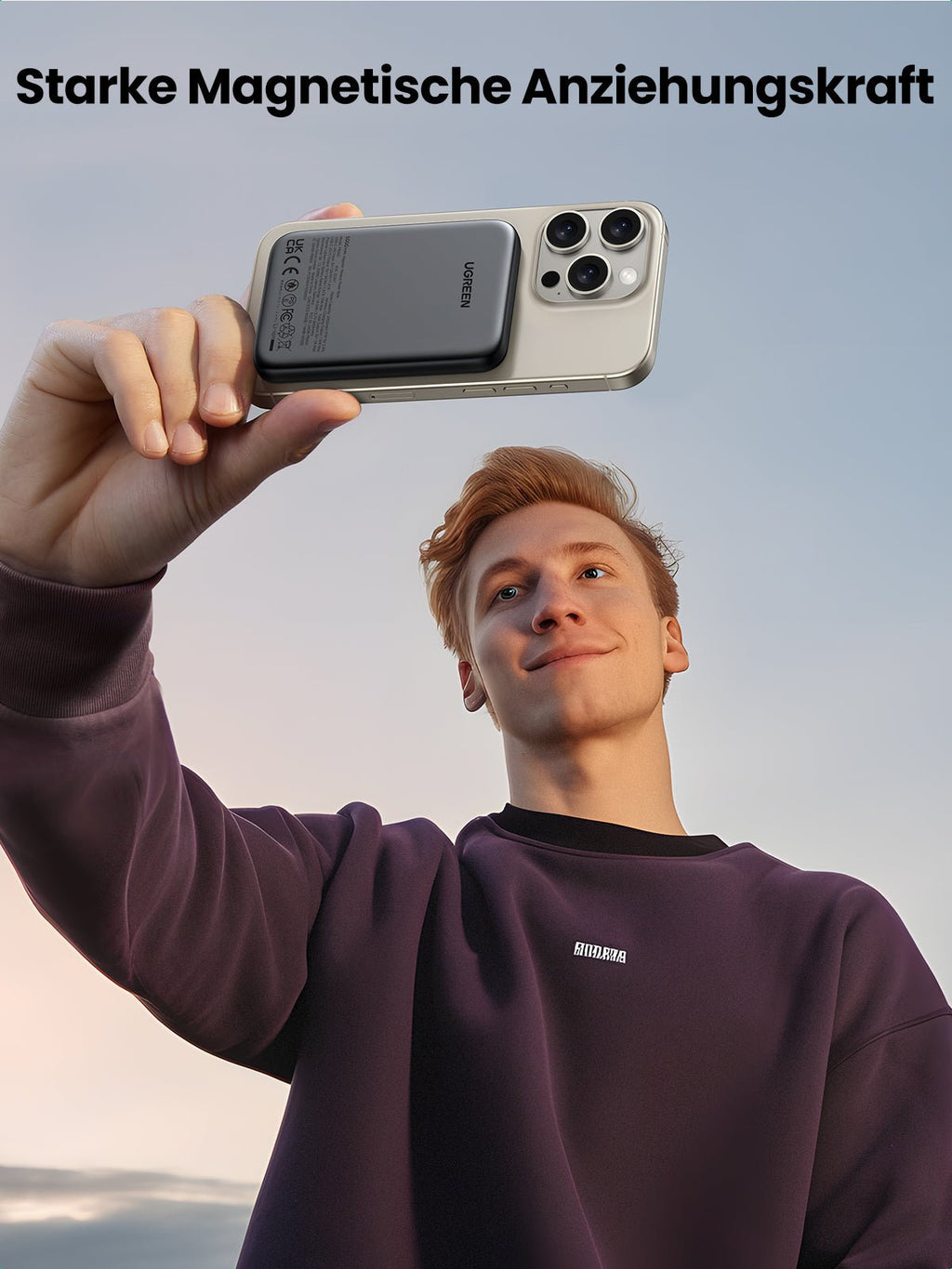 UGREEN Magnetische Kabellose Powerbank 10000mAh mit USB-C Kabel bietet als powerbank eine starke magsafe-Magnetkraft für stabilen Halt während des kabellosen Ladens.