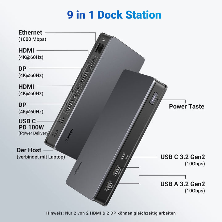 Ugreen Dual Display 9-in-1 Revodok USB C 4K Universal Dockingstation 