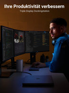 Die UGREEN Revodok Pro 312 USB-C Dockingstation (8K, Triple Display) steigert die Produktivität durch effizientes Triple-Display-Multitasking und dient gleichzeitig als flexibler usb hub für anspruchsvolle Arbeitsabläufe.