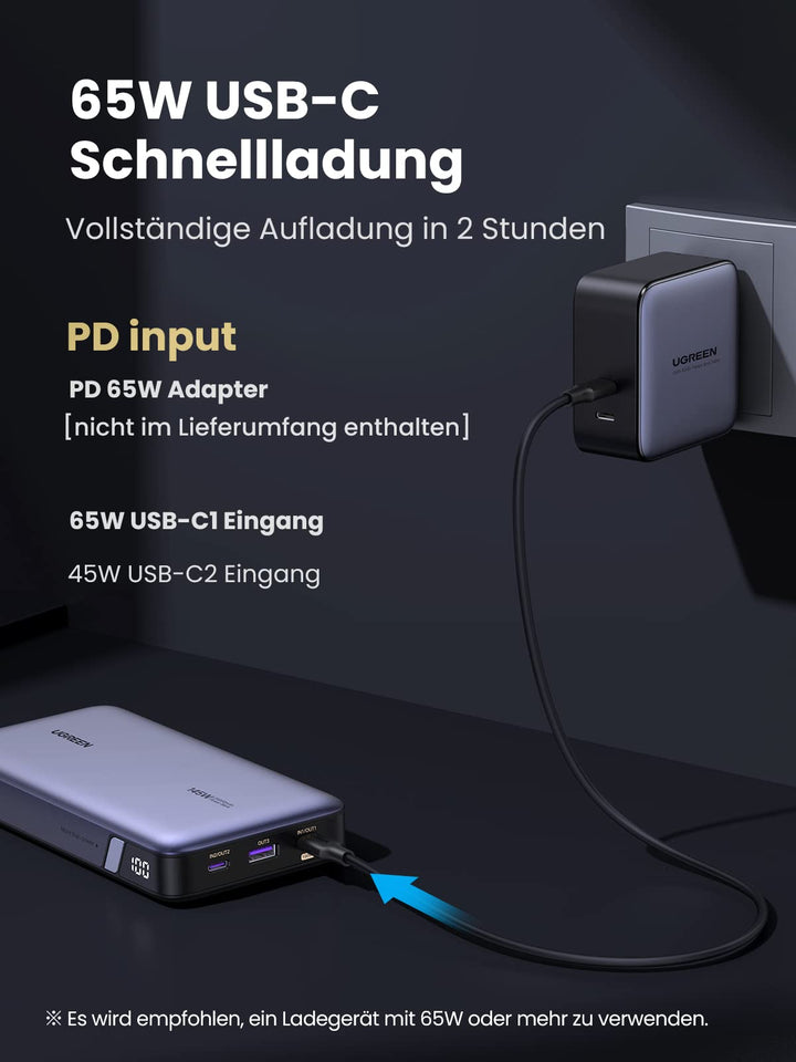 Laptop  Power Bank 65W USB-C Schnellladung