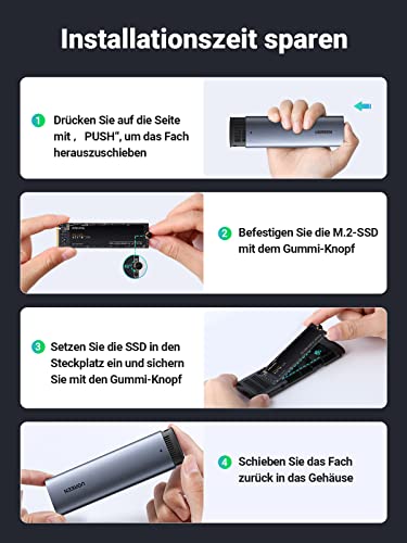 UGREEN M.2 SSD Adapter USB 3.2 10 Gbps Gen2 Aluminium Gehäuse