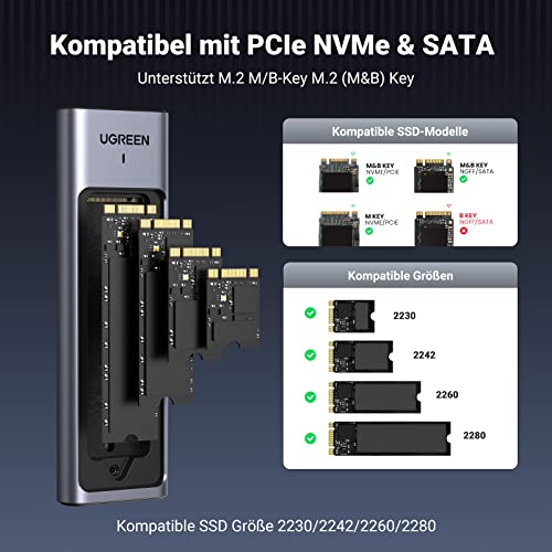 UGREEN M2 SSD USB 3.2 10 Gbps Gen 2  Aluminium Gehäuse mit Kühlkissen